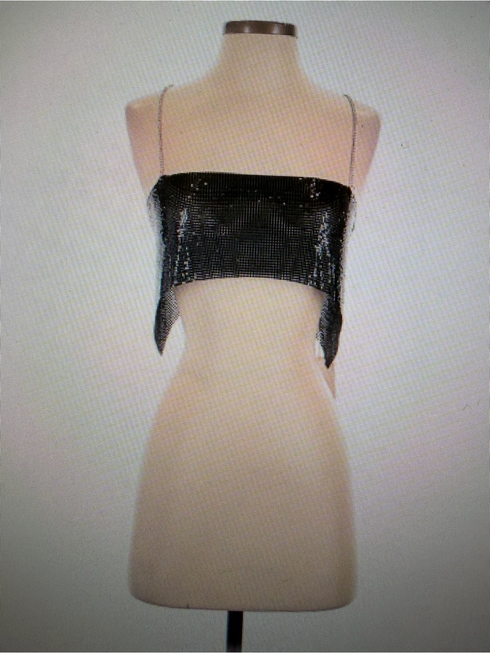 DA VEAMOR Black Sequin Bandeau Crop Top with Chain Straps SZ M, NWT